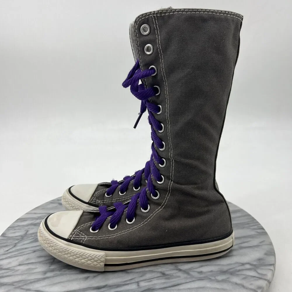 Converse Super High Top Sneakers Juniors 1 Gray Chuck Taylor All Star Calf Knee - Picture 4 of 12